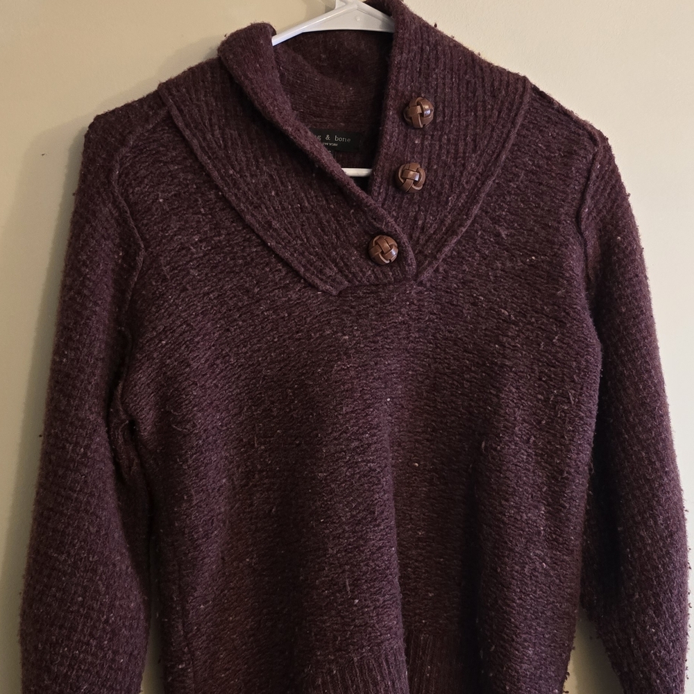 Rag & Bone Burgundy Sweater with Button Accents